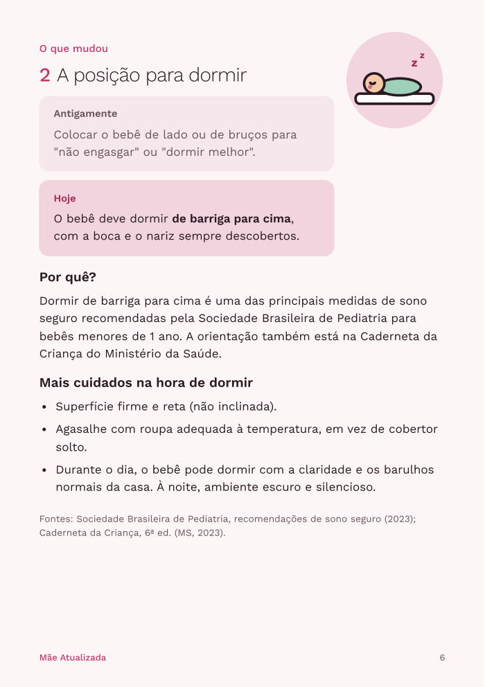 Página do guia sobre a posição para dormir